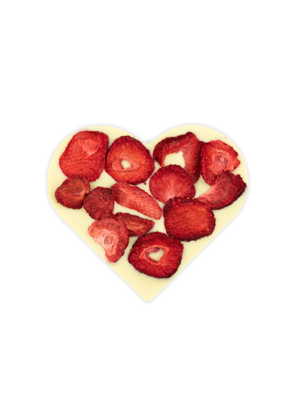 Serce z czekolady białej z truskawkami