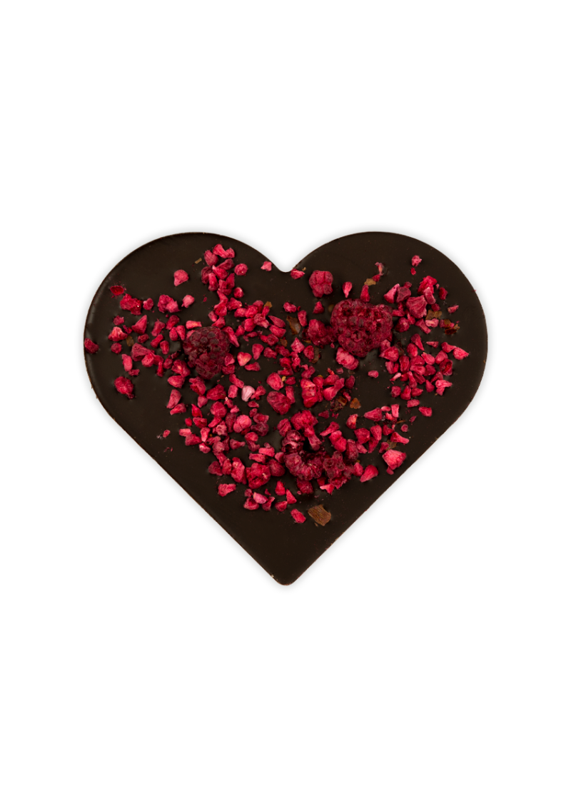 Serce z czekolady ciemnej z malinami i chili