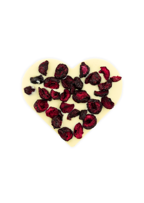 Serce z czekolady białej z wiśniami
