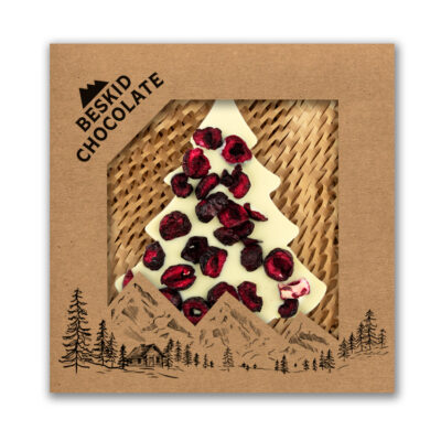 Choinka z czekolady białej z wiśniami 100g