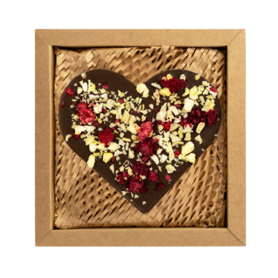 Serce z czekolady mlecznej z ananasem i maliną 100g