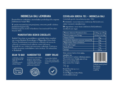 Czekolada gorzka Indonezja Bali Jembrana 70% - obrazek 3