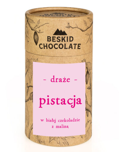 Draże pistacja w białej czekoladzie z maliną 160 g